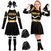 DUOLAM Costume da Cheerleader per Bambina Uniforme: Vestiti Carnevale Bambina Costume Nero Cheerleader Ragazza con Pompon Calzini per Scuola Festa Cosplay o Evento Sportivo Fancy Dress Up