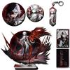 JUSONGKWCP Arlecchinos Figura Merch 5 Pezzi | Genshens Arlecchinos Portachiavi Distintivo Acrylic Stand | Decorazioni Per Scrivania