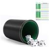Dexpally Set Gioco Dadi in Pelle PU con Bicchiere, 5 Dadi e Blocco a Scheda di valutazione(7.5x6x9 cm) - Portatile per Famiglia, Feste, Viaggi e Giochi da Bar.