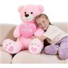 MorisMos 90cm Orso Peluche Gigante con Love, XXL Rosa Orsacchiotto di Peluche Grande Kawaii Orsetto Pupazzo Regalo per Bambino Fidanzata Compleanno San Valentino