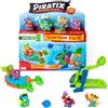 PIRATIX ADVENTURE WORLD Serie Shark Treasure, Captain Pack, Double Axe con 4 Piratix, 1 capitano d'oro, 4 Cristalli, Sea Speeder, Catapulta, 2 bandiere effetto cristallo, 3/6 pezzi