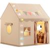 MUHMUH Casetta da gioco per interni per bambini, tenda da gioco, tenda da principessa con finestre, spazio accogliente, decorazione per la cameretta dei bambini, colori neutri