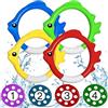 Kiuiom Giocattoli per Immersioni, Giochi Sott'Acqua Estivo, Giocattoli Subacquei, 4PCS Anello per Pesci da Immersione e 4PCS Dischi da Immersione Giochi Piscina Bambini per L'allenamento Subacqueo