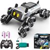 SIMREX Remote Control Robot Dog Toys for Kids 6+, Stunt RC Cars with LED Eyes & Gesture Control, 6+ Years Old Boys Girls Birthday Gift, Interactive Robot Toy with Mecanum Wheels & 3 Sounds, Sliver