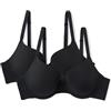 Amazon Essentials Reggiseno in Microfibra con Scollatura Profonda a Copertura Totale Donna, Confezione da 2, Nero, 2B