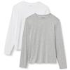 Amazon Essentials Maglietta Intima da Uomo a Maniche Lunghe in Modal Super Morbido, Grigio mélange/Blu Navy, XS