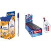 BIC Penne Blu a Sfera, Cristal Original, Punta Media, 1 mm, Confezione 50 Penne + Correttore a Nastro, 6 M X 5 mm, Confezioni da 10