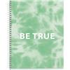 Miquelrius - Quaderno A5-120 fogli 90gr - Righe 7 mm - 4 strisce colorate - Copertina rigida plastificata - Tie Dye Menta