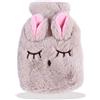 GIVBRO Borsa dell'acqua calda a forma di coniglio soffice a forma di peluche per regali di compleanno di Natale Capodanno (#B)
