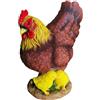 Relaxdays Figura da Giardino Gallina con Pulcini, per Esterno, Multicolore