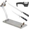 CUPERINOX Supporto per Prosciutto in acciaio girevole | prosciutto base inox | Include coltello prosciutto Alveolos 25 cm, disossatore 15 cm, affilatore e custodia per prosciutto | adatto prosciutto e cazzuola
