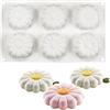 XiaoShenLu Stampi per torte in mousse in silicone Stampo per candele in sapone fai-da-te 3D Bakeware, 6 fori Margherite piccole