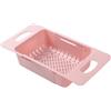 Miskall Cestello per scolapasta per lavello, scolapiatti allungabile a scomparsa per per verdure, piatti, posate, plastica, bianco, 19,5x8,5x24 cm (Rosa)