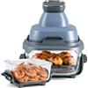 LIFEZEAL Friggitrice ad Aria 4L, 1500 W, 6 programmi, Friggitrice Aria con 2 Contenitori Vetro Rimovibili, Timer, Accessori Lavabili in Lavastoviglie, Portatile per Cucina Casa, Camping (Blu)