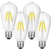 Jiehe Lampadina Vintage Edison E27 Dimmerabile, 6W ST64 E27 filamento led Lampadina, Luce Bianco Neutro 4000K, 820LM, 4 Pezzi