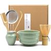 Zegupal Set da 6 pezzi per tè Matcha con frusta Matcha, setaccio in acciaio inox, ciotola per matcha, 2 cucchiai Matcha, supporto per scopa in ceramica, accessori per matcha, kit regalo per gli amanti del