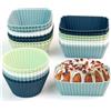 NAILAO Stampi in silicone per muffin e cupcake, riutilizzabili, senza BPA, 24 pezzi in tre forme: rettangolari, quadrati e cerchi