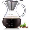 Ailelan 400ml Caffettiera Pour Over Coffee Maker Vetro con Filtro Permanente e Manico Resistente al Calore, Caffettiera Vetro Filtro Pour Over Prepara Fino a 2 o 3 Tazze per Casa e Barista