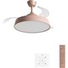 CREATE / WIND CLEAR CONTOUR/Ventilatore da soffitto con luce lino moka con controllore e telecomando / 40W, Pale retrattili, Ø 107 cm, 3 temperature di luce, funzione estate-inverno