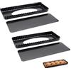 Rainway Set da 2 stampi rettangolari antiaderenti per torte, 35x11x2,5 cm, stampo rettangolare per dolci con fondo removibile, teglia per pizza, torta di mele
