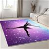 Generico Tappeto Soggiorno 80x150 cm, Tappeto Salotto Ragazza ballerina cielo stellato viola Morbido Scendiletto Camera da Letto Viola Tappeti Lavabili per Cameretta Bambino Ufficio Cucina