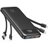 Charmast Power Bank con Cavi Integrati, 22.5W 20000mAh Powerbank Ricarica Rapida, Caricatore Portatile con 5 Uscite e 4 ingressi Compatibile con iPhone 17 16 15 14 13 12 11 Series, Samsung, Xiaomi