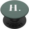 Cute Monogram Letter Design Monogramma Cuore Iniziale Lettera H Verde Salvia PopSockets PopGrip Adesivo