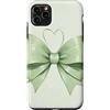 Sage & Mint Green Bows And Ribbons Gifts Custodia per iPhone 11 Pro Max Simpatico cuore verde con fiocco a forma di cocchetta