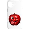 Funny Apple Tongue Out AI Gen Alpha Gift Custodia per iPhone 16 Plus AI Apple Tongue Out Brainrot Fruit Funny Gen Z Stupido Meme