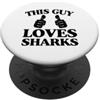 Shark Lover Merch with Retro Ocean Aesth Questo ragazzo ama gli squali due pollici PopSockets PopGrip Adesivo