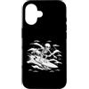 skeleton surfing design Custodia per iPhone 16 Scheletro Surfing Wave - Notte Oceano Gotico Surf Art