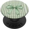 Sage & Mint Green Bows And Ribbons Gifts Estetica del nastro dell'arco della civetta verde a scacchi PopSockets PopGrip Adesivo