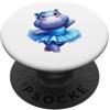 Adorable Animal Art Carino ippopotamo ballerina ballerina tutù animale PopSockets PopGrip Adesivo