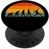Funny Vintage Court Tennis Player Retrò Tramonto Tennis Player Evoluzione Umana Silhouette Divertente PopSockets PopGrip Adesivo