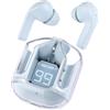 NK Auricolari Bluetooth TWS - Display LED, custodia in silicone, fino a 15 ore di utilizzo + cordino, colore: blu