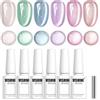 Vishine Cat Eye Gel Nail Polish 6 Colori Nude, Green, Blue, Lilac, Rosa Pink, Icy Olograhic Shades, Smalto Semi-Permanente Magnetico UV/LED Nail Art Estate