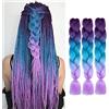 WoWCFyyds Treccine Africane Extension Capelli 24 Kanekalon Hair Treccia Capelli, 3Pezzi Ombre Braiding Hair Sintetici Jumbo Braids Intrecciare I Capelli Estensioni（Viola-Lago Blu-Viola Chiaro）