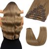 MY-LADY Extension Capelli Veri Clip 8pcs 20cm 45g Extension Clip Capelli Veri Invisibile Liscio Remy Umani Naturali Human Hair Extension con Clip #06 Marrone Chiaro