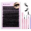 WENDY LASHES Kit Extension Ciglia Naturali Effetto 3D Wispy Ciglia Finte Ciuffetti 80D-Mix10-18mm Cluster Lashes Kit with Lash Extension Colla E Pinzette(FK/KIT-80d-3D-1018)