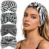 XETHI 4 Pezzi Fasce Annodate per Capelli da Donna | Morbide, Elastiche e Spesse con Stampa Leopardo, Zebra e Tribale | Bandana per Stile Boho, Festival, Capelli Ricci e Uso Quotidiano