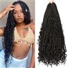 Firstcyh Hair 8Packs Boho Box Braids Crochet Hair with Curly Hair Pre Loop Long Black Messy Goddess Box Braids Extensions de cheveux pour femmes noires (45.72 cm, 4#)