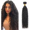 Tuheerst Water Wave Human Hair Bundles Natural Black Menschliches Haar Extension Capelli Human Hair Extensions Minimal Shedding Double Weft Remy Hair 1 Bundle Total 100g 16 Inch
