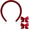 Générique Set di 4 accessori per capelli rossi: 2 cerchietto sottile da 1,5 cm + 2 Scrunchies Scrunchies (1 fascia in velluto rosso + 2 clip fiocco rosso)