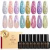 ROSALIND Smalto Semipermanente Glitter, 8 Colori Rosa Blu Argento Oro Viola Glitterato Smalti Semipermanenti per Unghie, Soak Off Mini UV/LED Brillantini Smalto Gel Unghie Nail Art Manicure