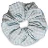 SXQLYH Scrunchie a quadretti XXL, elastico per capelli con bordo ondulato, morbido e confortevole, grande elastico per capelli, 16 cm, elastico per coda di cavallo, da donna, per capelli spessi e lunghi (blu