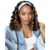 QUEENTAS Brown Mixed Black Deep Wavy Headband Wig, 14 Deep Wave Sintic Headband Wig for Women - Glueless Lightweight Natural Look Easy to Wear Forehead Band Wigs