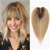 HAIRCUBE Toupet Per Capelli Sottili Da Donna Ombre Biondo Con Luce Debole 100% Veri Capelli Umani Toupet Per Donne Con Frangia In Base In Pizzo Svizzero Legato A Mano 35,6 Cm