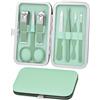 ALIIP Set Manicure Professionale, 7PC Set Tagliaunghie,Kit Pedicure Manicure per Uomo/Donna,Set Unghie Grooming Kit con Borsa da Viaggio, Verde