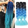 Gairyan Extension per Treccine Africane Extension Capelli Finti per Treccine Afro 60cm Ombre Kanekalon Treccia Capelli Sintetici Crochet Twist Jumbo Braids 3 Pezzi (Nero-Zaffiro-Blu Cielo)
