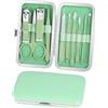 ALIIP Set Manicure Professionale, 10PC Set Tagliaunghie,Kit Pedicure Manicure per Uomo/Donna,Set Unghie Grooming Kit con Borsa da Viaggio, Verde